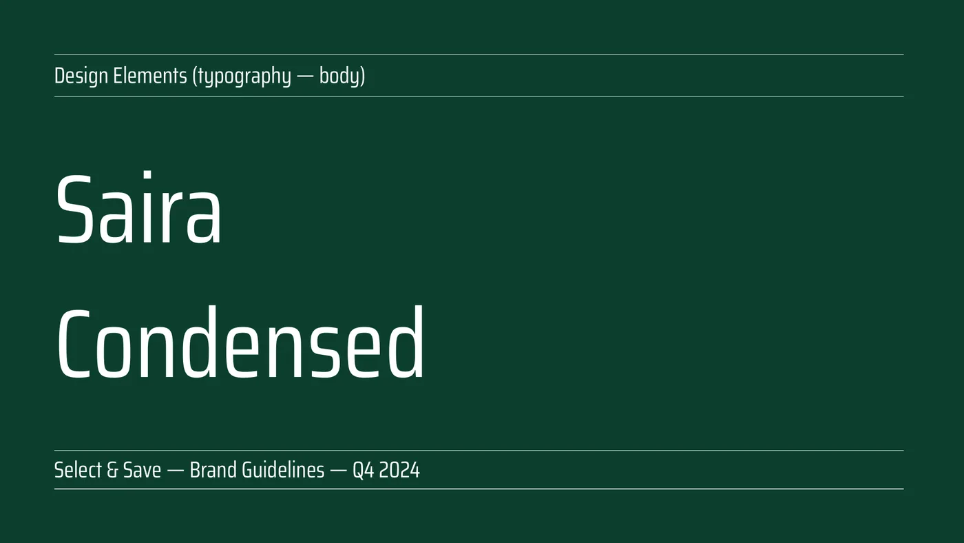Saira Condensed, the body typeface