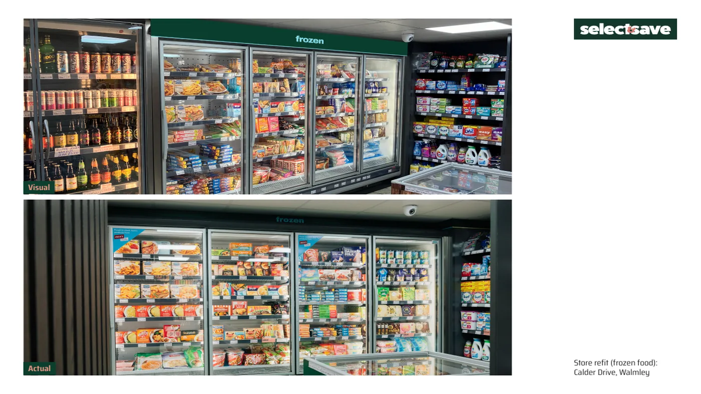 Frozen food, visual against the finished refit