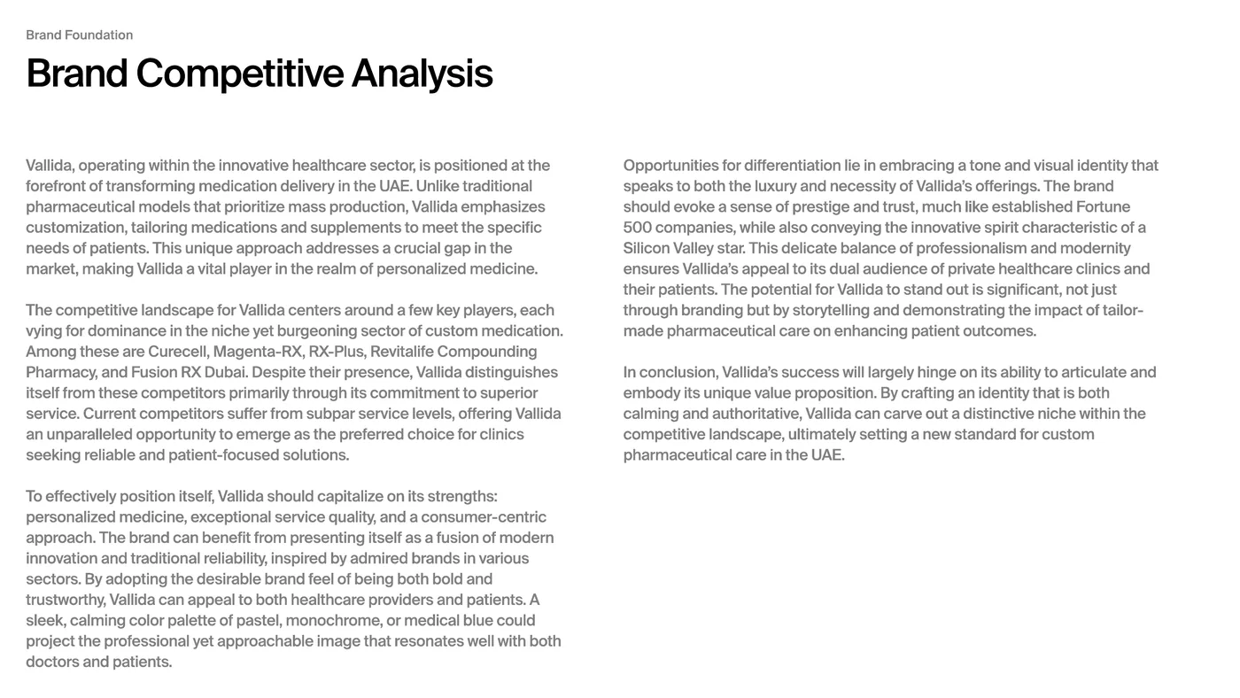 Brand foundation, competitive analysis