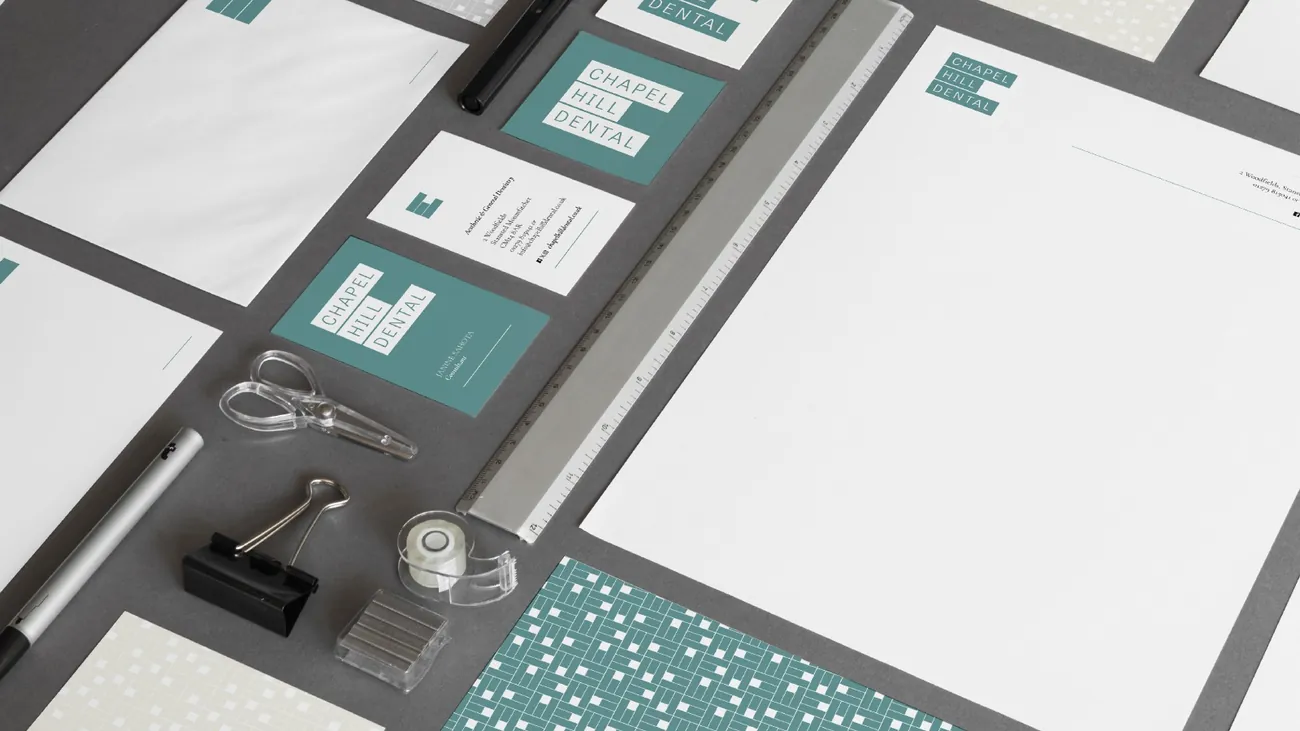 The Chapel Hill Dental identity applied across materials