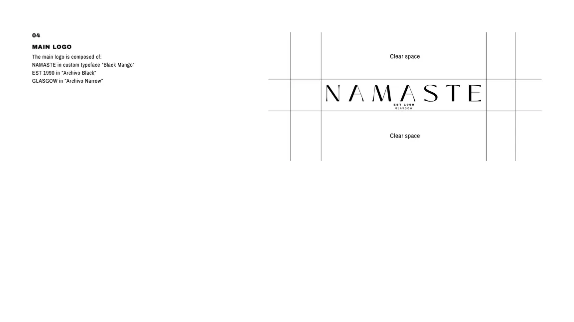 Construction and clearspace of the Namaste main logo