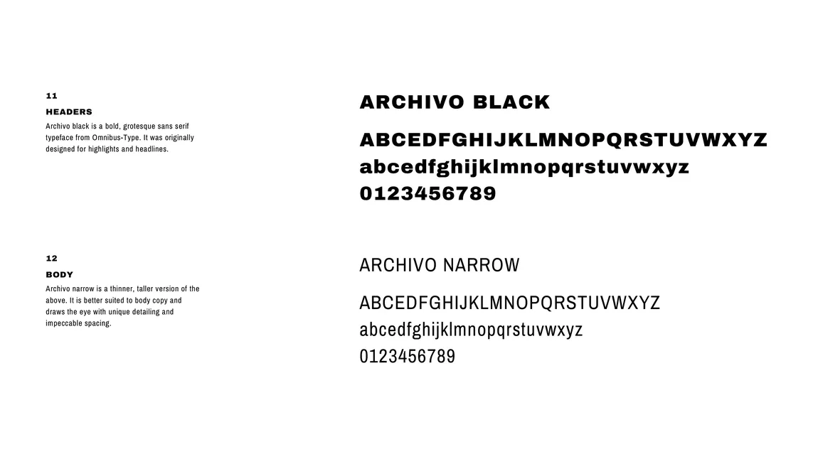 Archivo Black and Archivo Narrow specimens