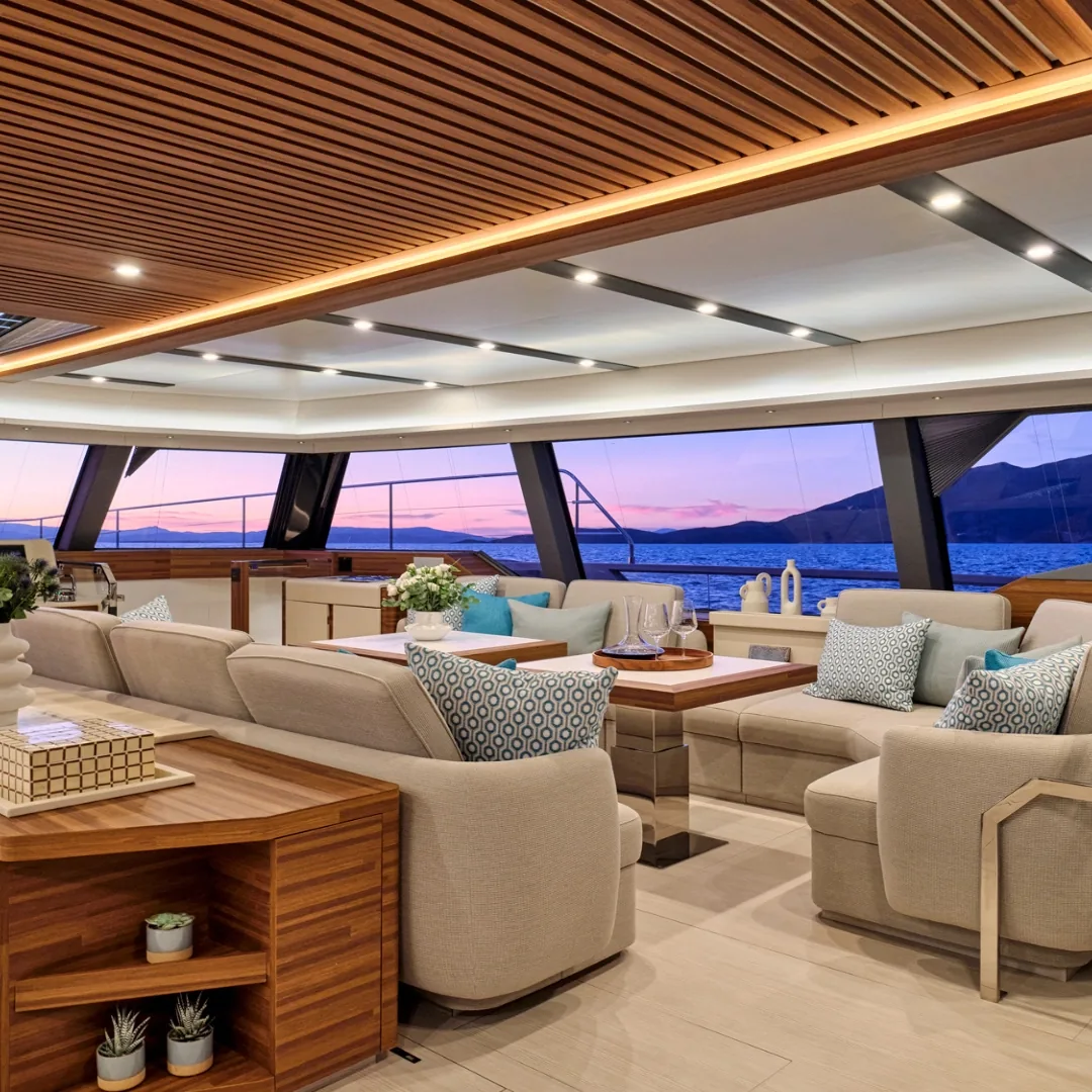 Yacht saloon at dusk