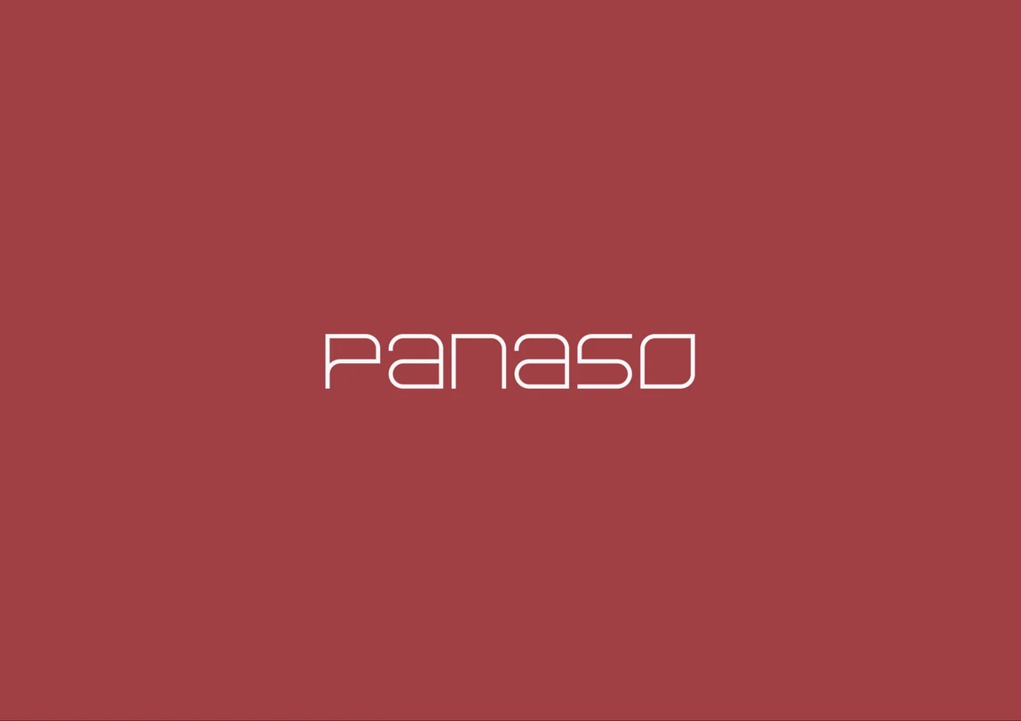 The Panaso marque in egg-shell on red