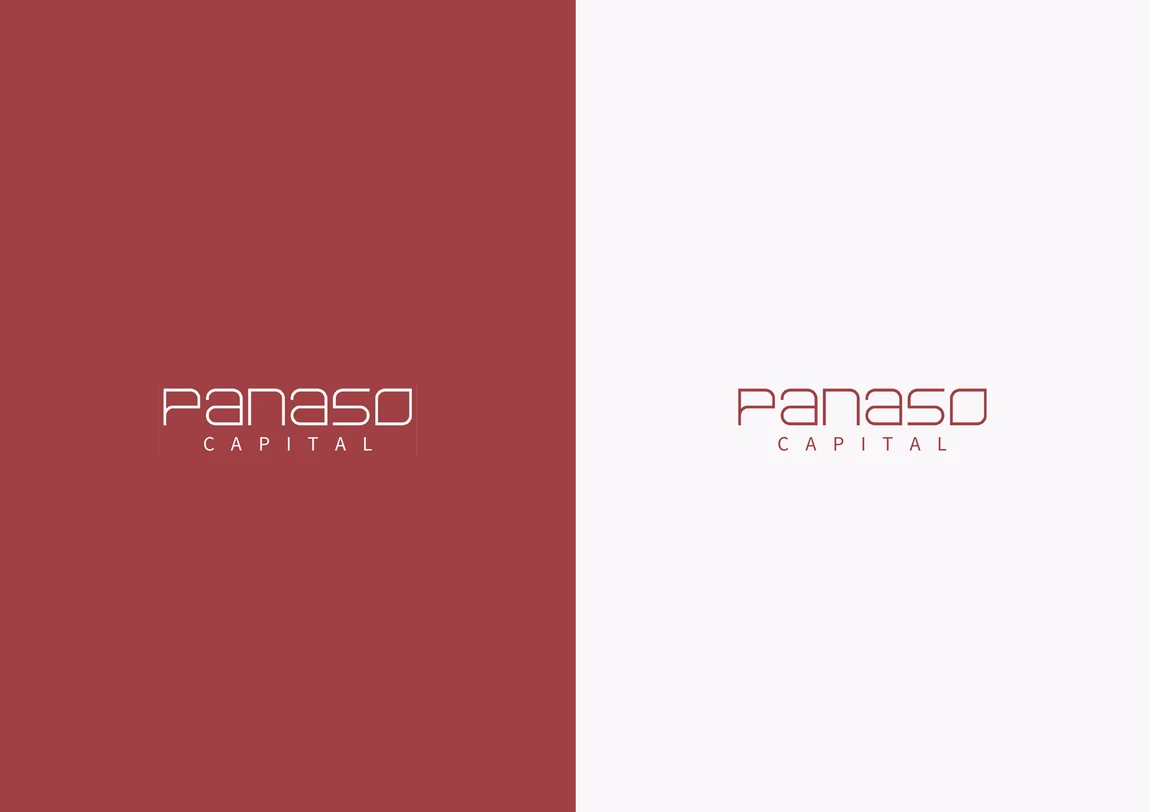 The Panaso Capital lockup on red and on egg-shell
